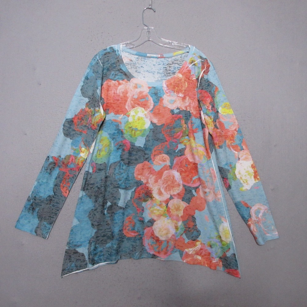 Whimsy Rose Before +Again Top Floral Thermal Waffle Knit Tunic Artsy Lagenlook